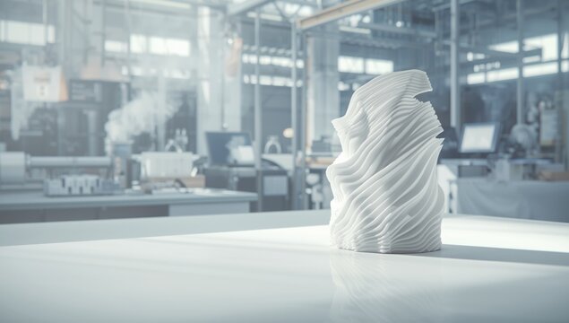 3D printed white component, detailed layer resolution for industrial use