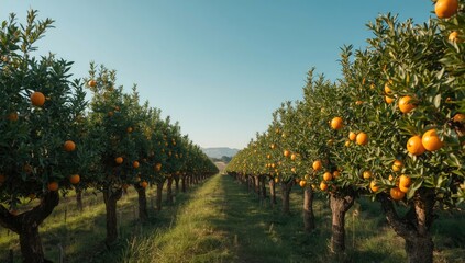 Fototapeta premium Orange trees in Sicily, Italy, serving as a background for agricultural activity analysis