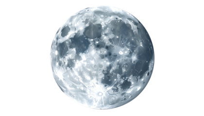 Glowing, textured, full lunar orb against a black background