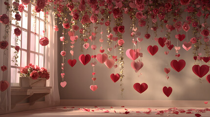 Romantic floral heart installation