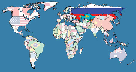 Commonwealth of Independent States member coutries on world map