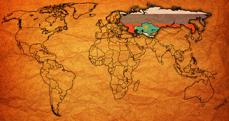 Commonwealth of Independent States member coutries on world map