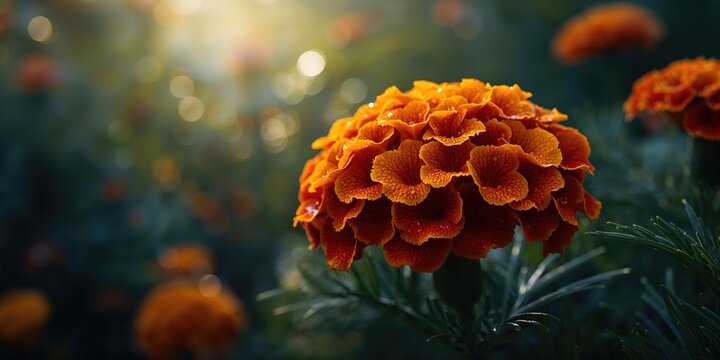 French marigold flowers with orange and red petals, supporting pollinator habitats, World Pollinator Day