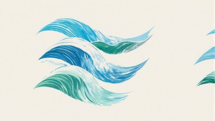 Fototapeta premium Abstract Blue and Green Waves on a Light Background.