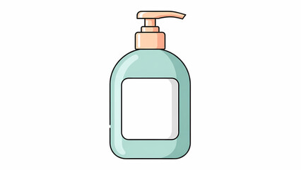 Fototapeta premium Illustration of a light blue pump bottle with a blank label, commonly used for liquid soap or lotion for personal hygiene.