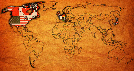 G7 member coutries on world map