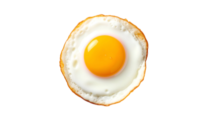 Overhead shot of a sunny-side-up fried egg with golden yolk and white ring