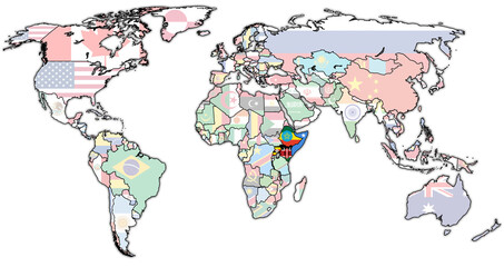 IGAD member coutries on world map