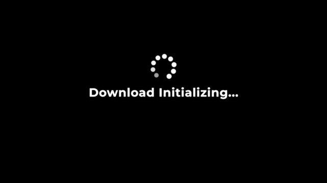 Download initializing animation with progress bar, spinning loader, and smooth digital data transfer effect for creative projects.