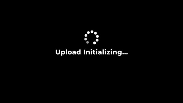 Upload initializing animation with progress bar, spinning loader, and smooth digital data transfer effect for creative projects.