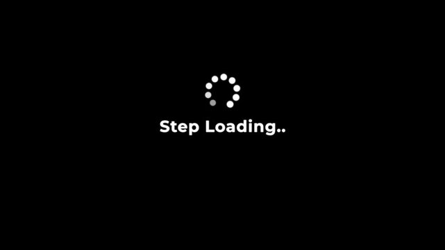Step Loading Screen with Circular Progress Indicator on Dark Background for Software, Application and Website Interface.