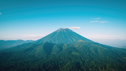 Fototapeta premium Mount Sindoro with a cloudless sky, ideal for landscape composition, Earth Day