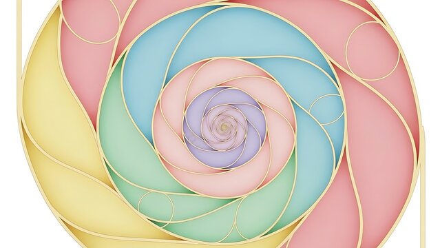 A colorful spiral design is viewed close-up on a graphic illustration