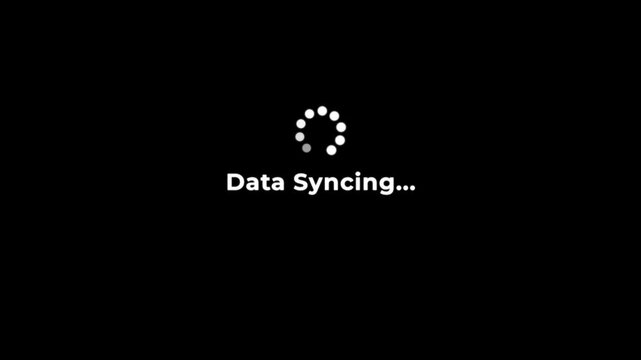 Data syncing animation with progress bar, spinning loader, and smooth digital synchronization effect for creative projects.
