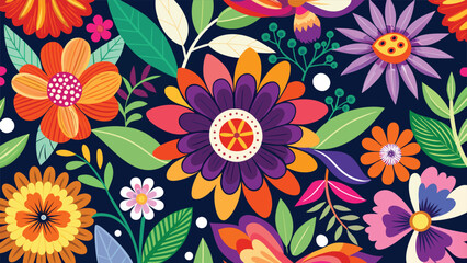 A colorful array of flowers displayed on a deep black background, creating a striking visual contrast..eps © zihad