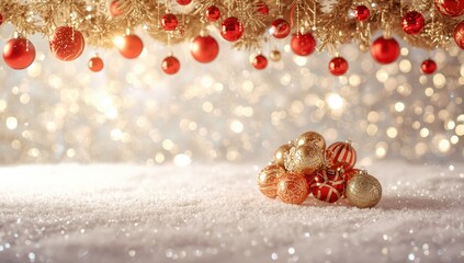 Holiday decorations in a festive background, suitable for seasonal graphics or greetings