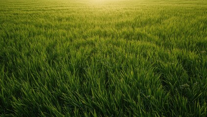 Sunlit patch of green grass with a small pattern, suitable for editorial header backgrounds