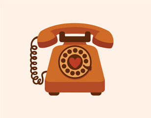 Vector illustration of a retro telephone. Vintage technology. Antique telephone.