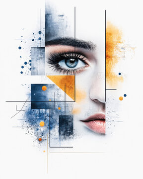 Artistic  template with watercolor textures and hand-drawn elements. Soft and creative
