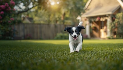 Young child Beggen playing outdoors in the front yard, capturing childhood activity and vitality