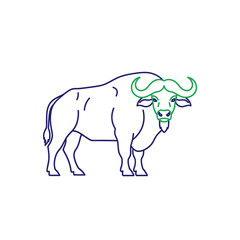 Fototapeta premium Stylized Line Drawing of a Bull, Minimalist Animal Illustration for Editorial Use