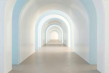 Fototapeta premium Minimalist arched hallway with soft light