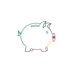 Colorful Line Art of Piggy Bank for Saving and Financial Concepts