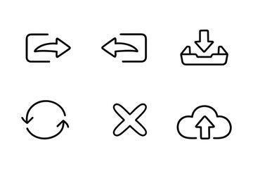 Minimalist line icons set for data transfer and sharing applications