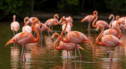 Flamingos in Pond.