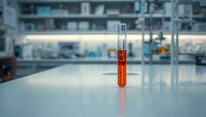 Obraz premium Laboratory test tube containing vibrant colored water, serving as a tool for chemical testing, research, and education