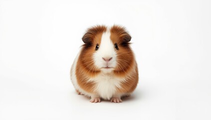 White pet guinea pig, emphasizing grooming and hygiene in a controlled setting