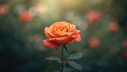 Floral arrangement with rose and orange blooms against a soft-focus background, used for nature-inspired layouts or greeting cards