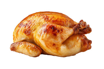 Whole roasted chicken with golden brown crispy skin on black background bird poultry, Png, Isolated on Transparent Background, Cut Out