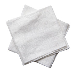 Two folded white cloths, square shape, stacked
