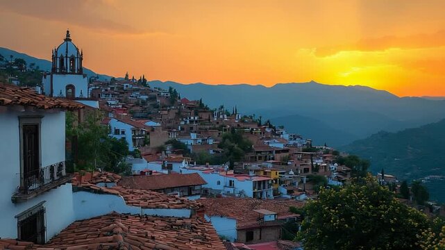 taxco city at sunset mexico video