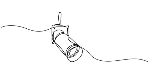 Continuous Line Drawing of a Spotlight Beam, Continuous one line drawing soft box lighting. Video shooting tools concept. Single line draw design. one line Icon drawing with white background © Parboti