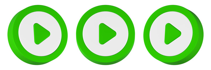 play video icon 3d render green button