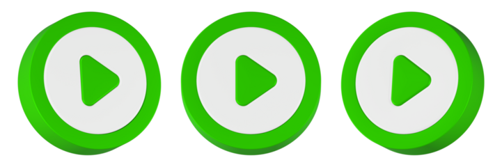 play video icon 3d render green button