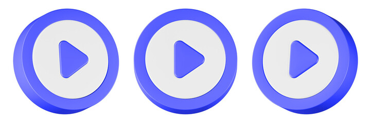 play video icon 3d render blue button