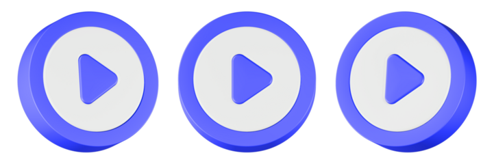 play video icon 3d render blue button
