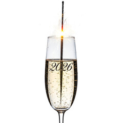 New Year Champagne Toast isolated on transparent background
