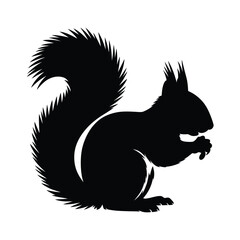 Obraz premium A striking silhouette of a squirrel in a seated position holding food