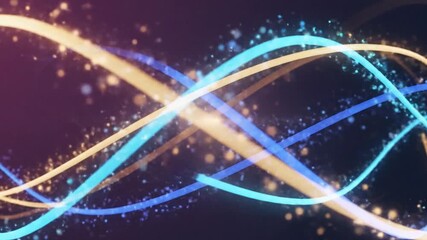 Abstract image featuring vibrant blue and orange light trails with sparkling effects