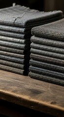 Stacked Fabric on Wood.