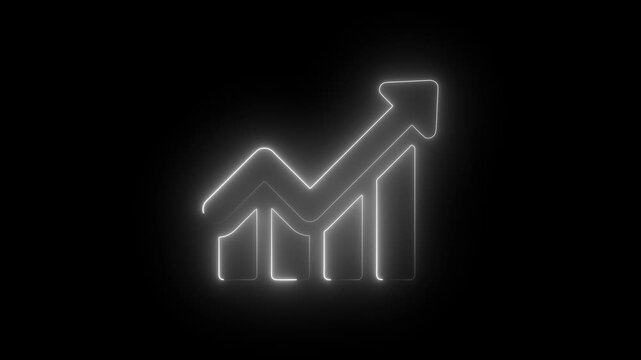 White   Neon glowing arrow up business graph icon  animation, Abstract neon line business graph animation. Abstract business growth and start up business concept ,growth concept royal neon line ...