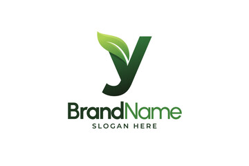 Modern Letter Y leaf logo. Alphabetic leaves logo template. Organic shape logo for herbal company. Initial Y leaf symbols. Eco company icon template. Green Nature logo. Initial sign for clinic company