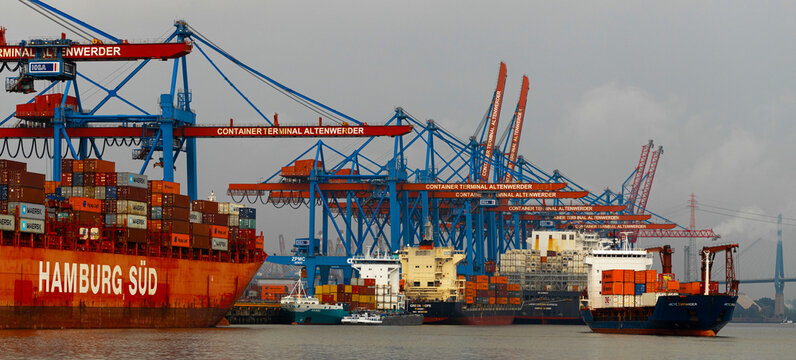 hamburg, hamburg, germany - 18 07 2025: the famous terminal altenwerder in the port of hamburg germany