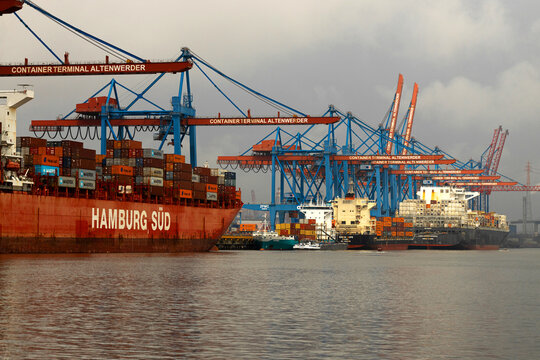 hamburg, hamburg, germany - 18 07 2025: the famous terminal altenwerder in the port of hamburg germany