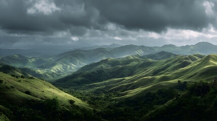 Fototapeta premium Dramatic Mountain Landscape Under Stormy Skies.
