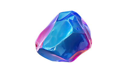 Fototapeta premium Abstract, vibrant, faceted gem. 3D rendered, iridescent, smooth, glowing, shape, gemstone, vibrant color palette of blue and pink